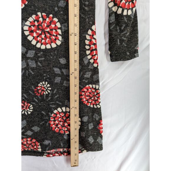 Aryeh by Anthropologie Floral Starburst Dress Small Red‎ Gray Retro Mod 60s Mini - Picture 9 of 13